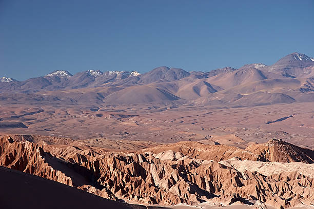 Volcano range in Atacama Desert, Chile stock photo