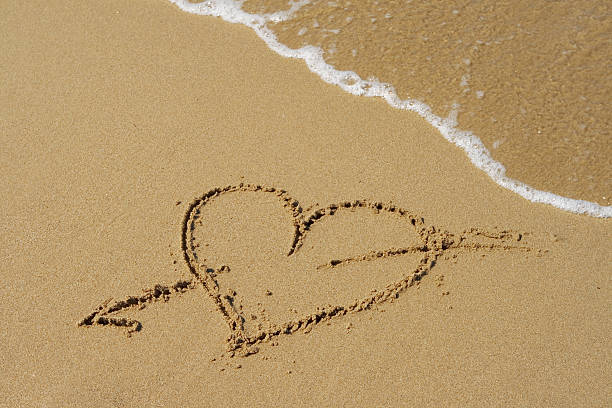 istock Heart symbol drawing in the sand. 104119883