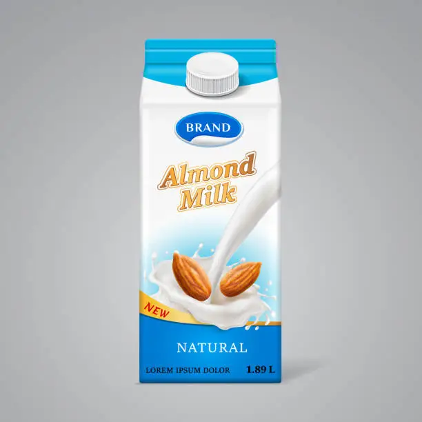 Vector illustration of Paper box for almond milk