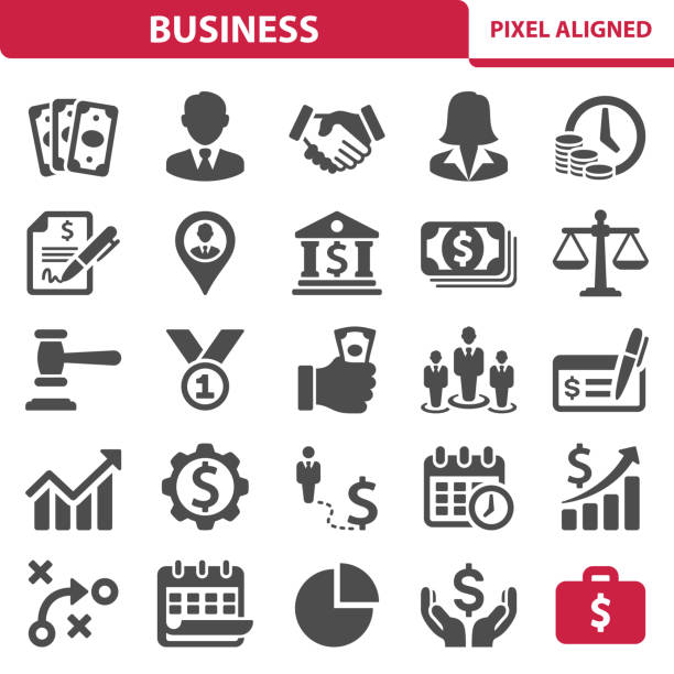 Business Icons Professional, pixel perfect icons, EPS 10 format. banking icons stock illustrations