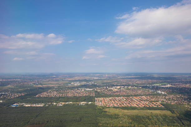 Beautiful view above the earth on landmark down.