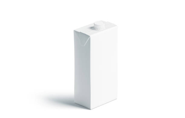 istock Blank white juice pack with lid mockup, stand isolated 1041214570