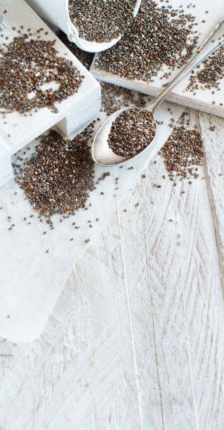 istock Chia seeds with a metal spoon 1041214832