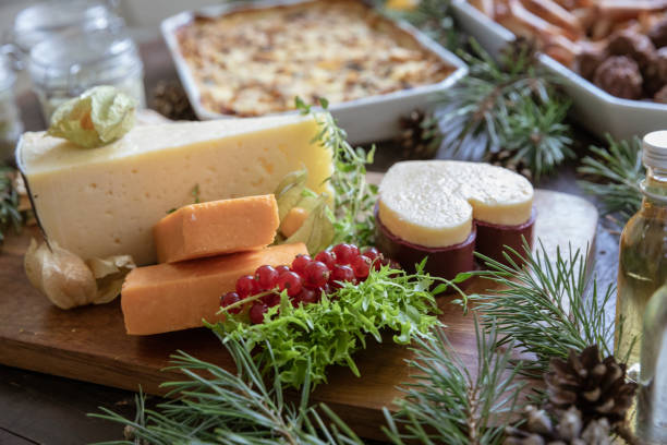 christmas ostbricka på bord med andra livsmedel - potatis sweden bildbanksfoton och bilder