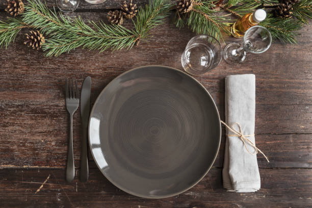 istock A plate on a Christmas decorated table 1041215922