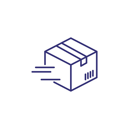 Fast parcel line icon. Box in motion, package, cargo. Logistics concept. Can be used for topics like order delivery, online shopping, customer service, courier