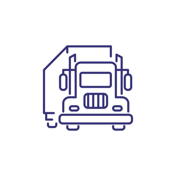 Truck line icon Truck line icon. Van, trailer, vehicle. Logistics concept. Can be used for topics like delivery, business, trade, commerce, shipping truck driver stock illustrations