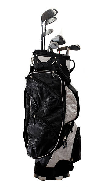 golf bag full of clubs on a white background - 哥爾夫球袋 個照片及圖片檔