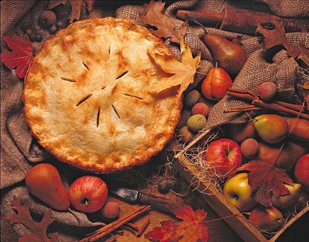 herbst apple pie - burlap fruit apple freshness stock-fotos und bilder