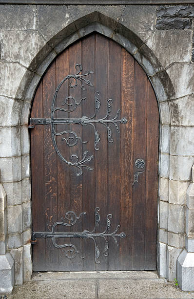 istock castle medieval wooden door with decorative iron bolt 104124188