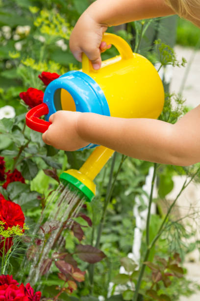 istock Boy watering flowers 1041243618