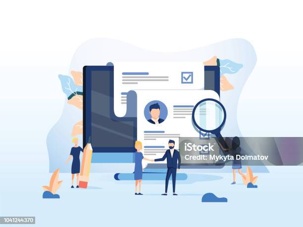 Human Resources Recruitment Concept For Web Page Banner Presentation Social Media Documents Cards And Posters Stock Illustration - Download Image Now