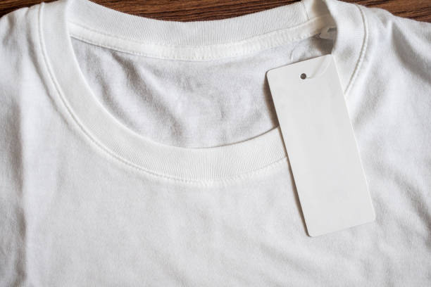 istock Blank price tag label on white t-shirt 1041256538