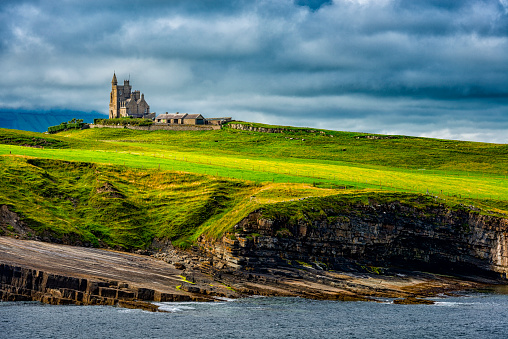Cliffoney, Ireland - August 04, 2018: Classiebawn Castle in Ireland. Located on Mullaghmore Head in County Sligo. Mostly of the castle was built in 19. century.