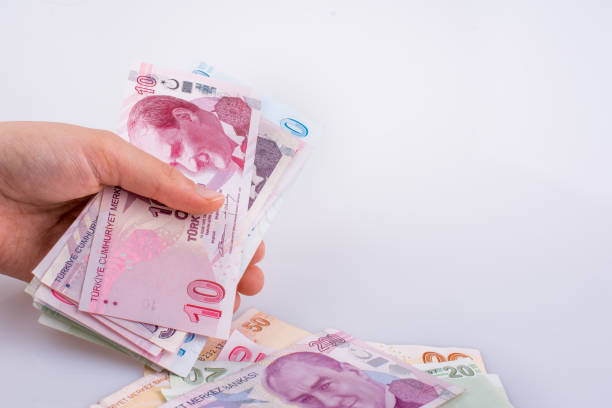 istock Hand holding Turksh Lira banknotes  in hand 1041279026