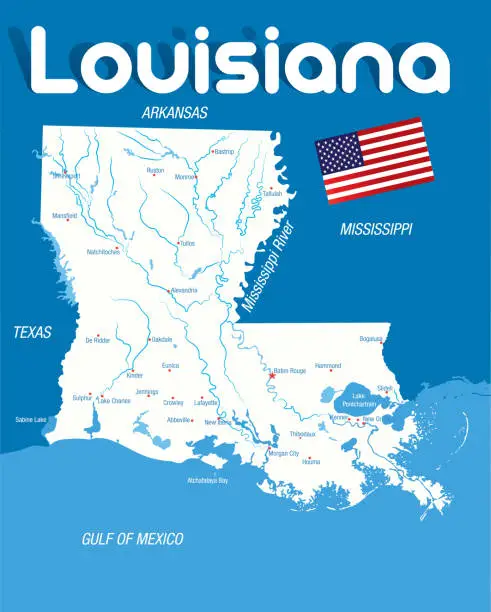 Vector illustration of Cartoon Map of LOUISIANA