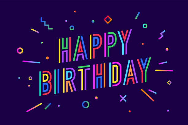Happy birthday. Greeting card, banner, poster and sticker concept Happy birthday. Greeting card, banner, poster and sticker concept, geometric style with text Happy Holiday. Happy anniversary lettering card, invitation card, banner for birthday. Vector Illustration birthday stock illustrations