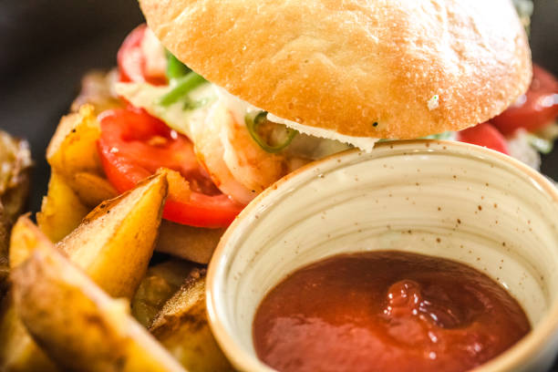 istock sandwich with potatoes on a plate in a cafe 1041305026