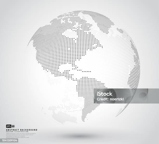 Trois Dimensions Abstract Globe En Pointillé Vecteurs libres de droits et plus d'images vectorielles de Globe terrestre - Globe terrestre, Planète, Planisphère