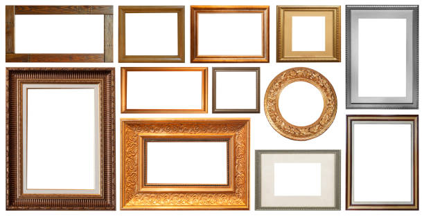 istock Set of isolated art empty frames in golden and silver color 1041313496