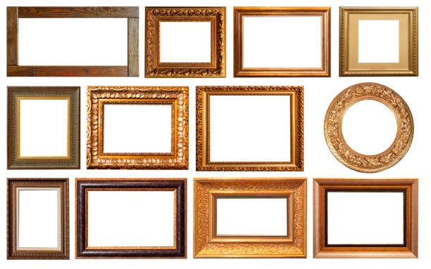 istock Set of isolated art empty frames in golden and silver color 1041314174
