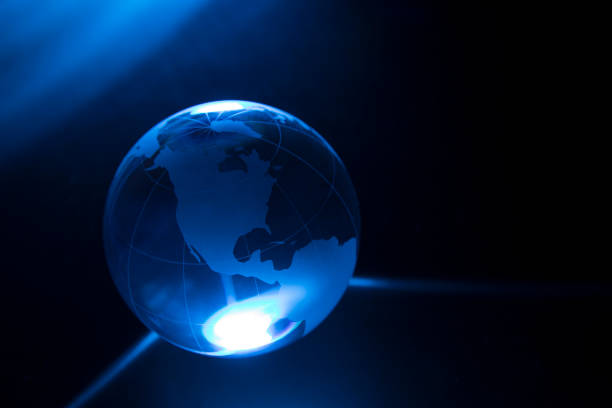 istock America on a glass globe with black backgroundblack background, 1041321476