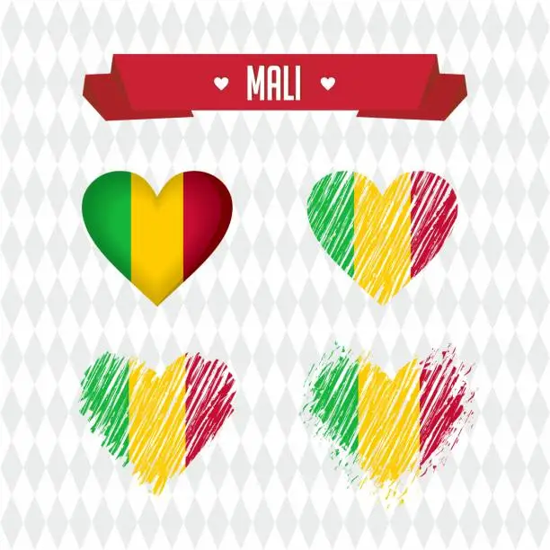 Vector illustration of Mali with love. Design vector broken heart with flag inside.