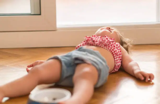 Photo of Little girl at home, beautiful toddler