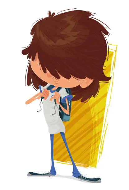 Vector illustration of The student and messy hair