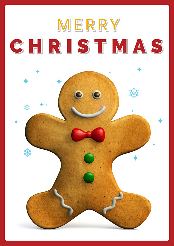 Gingerbread Man Christmas Character Cookie Greeting Card Design