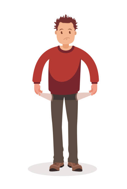 No Money Man With Pockets Turned Outward Stock Illustration - Download  Image Now - Empty, Pocket, Men - iStock