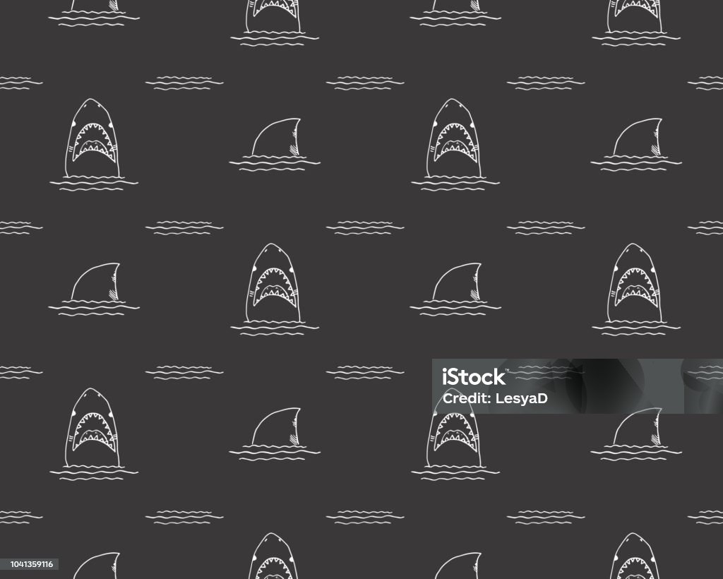 Hai Musterdesign Hand Gezeichnete Skizzierte Doodle Hai Hai Musterdesign Hand Gezeichnete Skizzierte Doodle Hai