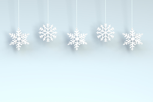 Group of snowflakes on Blue Background.