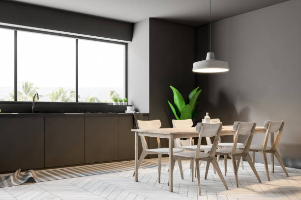 istock Luxury gray dining room and kitchen 1041371398