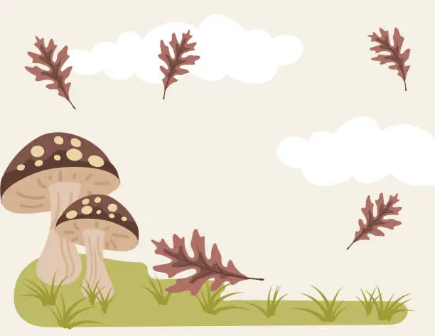 Vector illustration of Cartoon Mushroom Background