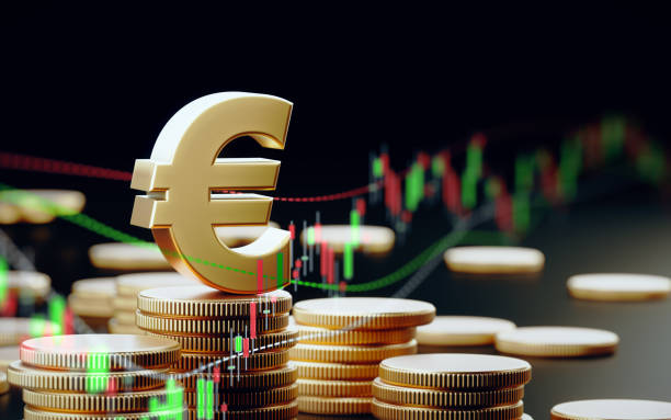 istock Euro Symbol With Financial Graphic Elements Over Dark Background 1041394340