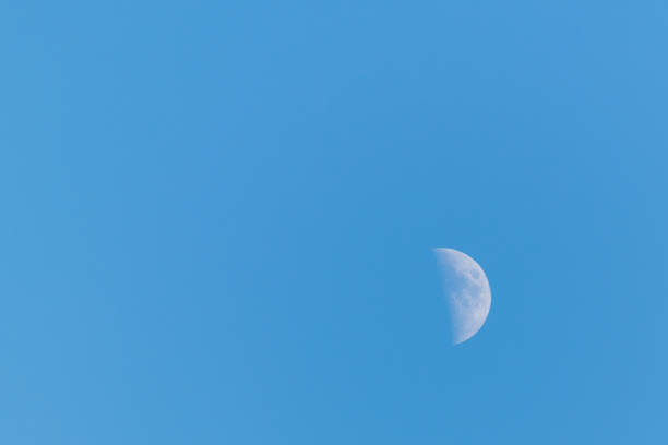 istock Picture of a half moon on a clear blue sky bottom right 1041394758