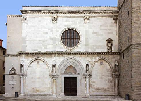 Facade of the cathedral of the Assunta and of Saint Nazario in Koper, Slovenia
