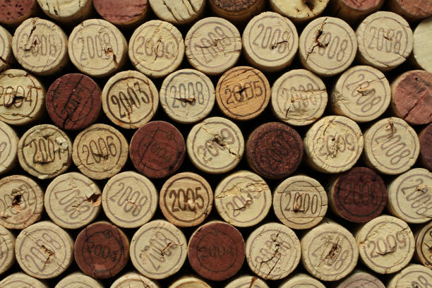 istock Wine bottle cork tops arranged tightly each other 1041403594