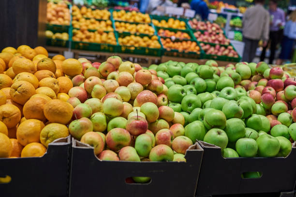 istock Oranges and apples in the store 1041407486