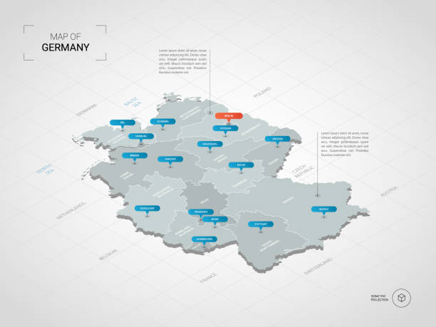 市名と行政区划等尺性ドイツの地図を表示します。 - symbol infographic circle vector点のイラスト素材／クリップアート素材／マンガ素材／アイコン素材