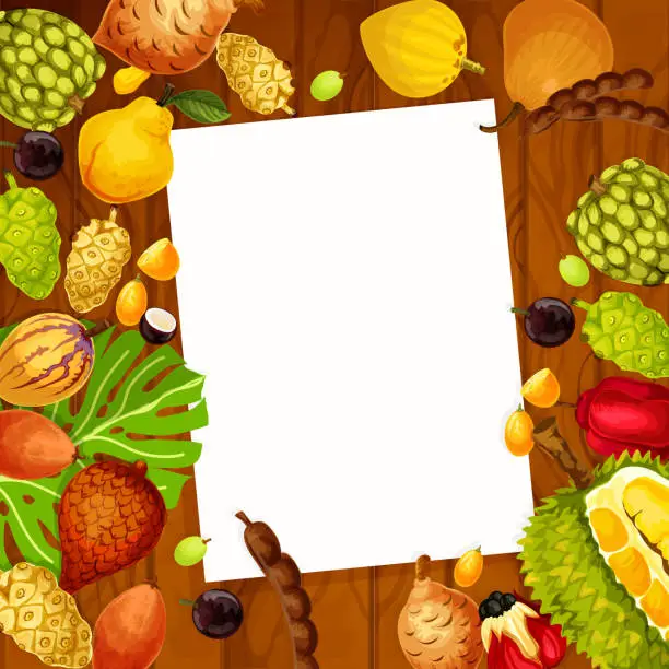 Vector illustration of Vector recipe note with exotic fruits design