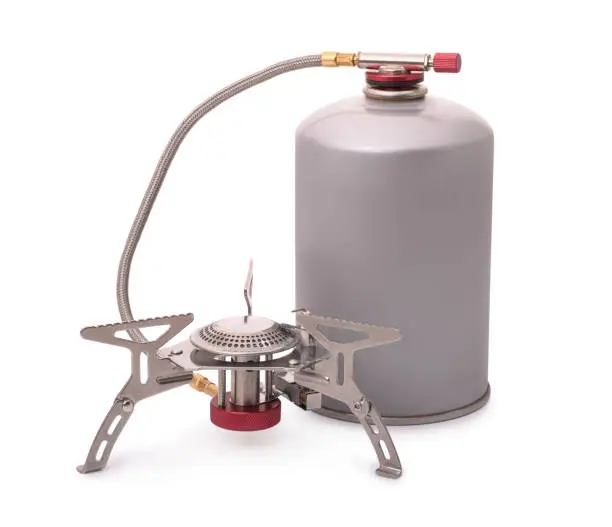 Portable camping burner stove isolated on white