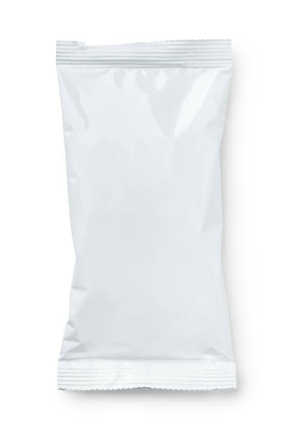 빈 플라스틱의 상위 뷰 간식 패키지 - packaging bag blank plastic 뉴스 사진 이미지