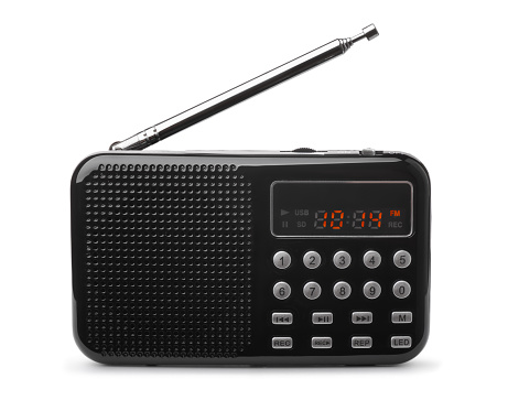 Pocket FM radio mp3 player isolated on white
