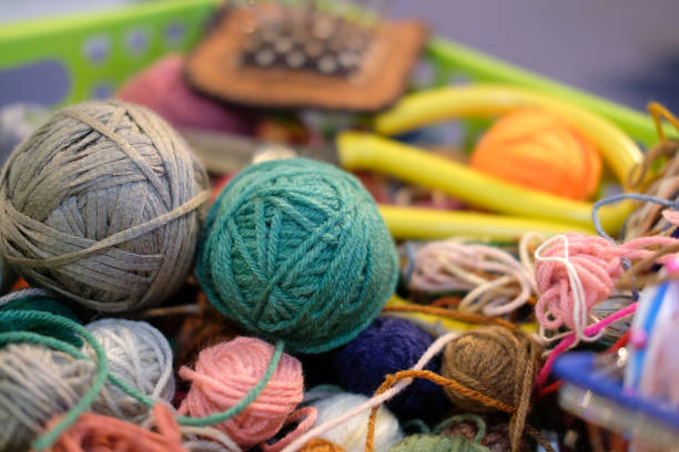 istock knitting yarn ball, sewing needle, scissors. handmade handicraft embroidery accessory 1041473580