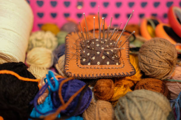 istock knitting yarn ball, sewing needle, scissors. handmade handicraft embroidery accessory 1041473660