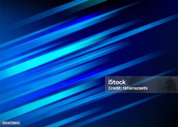 Abstract Blue Background With Light Diagonal Lines Speed Motion Design Dynamic Sport Texture Technology Stream Vector Illustration Stock Illustration - Download Image Now