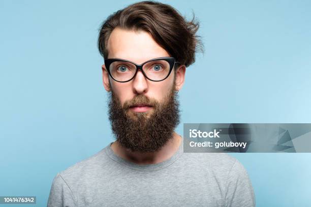 Bearded Hipster Cat Eye Glasses Geeky Quirky Man Stock Photo - Download  Image Now - Adult, Adults Only, Beard - iStock