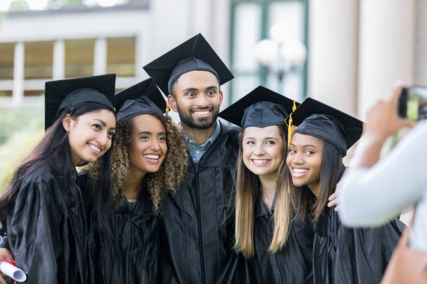 Confident group of college friends